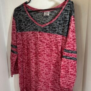 Danskin now burgundy burnout long sleeve shirt size 2X 18W/20W